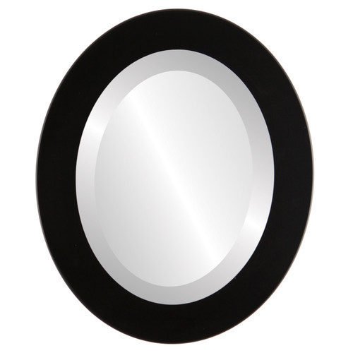 Beveled Mirror - Cafe Oval Frame - Matte Black