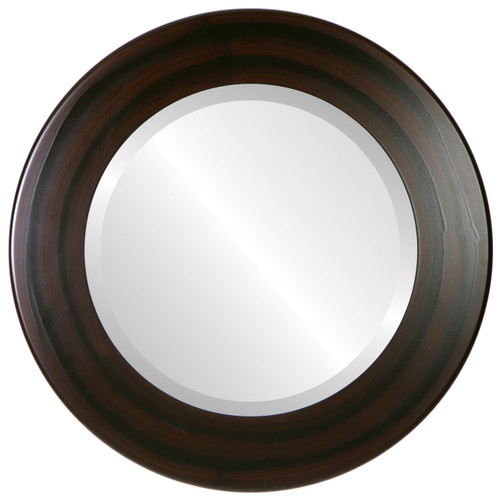 Beveled Mirror - Cafe Round Frame - Mocha