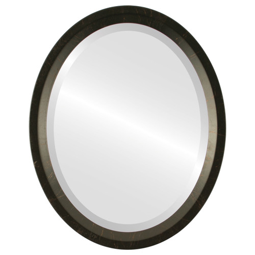 Beveled Mirror - Huntington Oval Frame - Veined Onyx