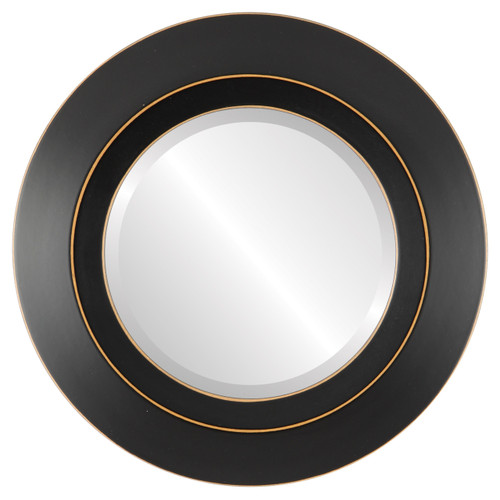 Beveled Mirror - Veneto Round Frame - Rubbed Black