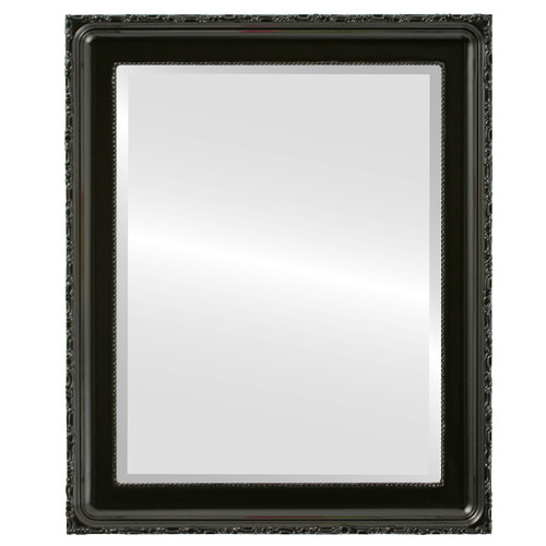Beveled Mirror - Kensington Rectangle Frame - Gloss Black