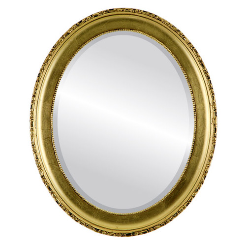 Beveled Mirror - Kensington Oval Frame - Gold Leaf