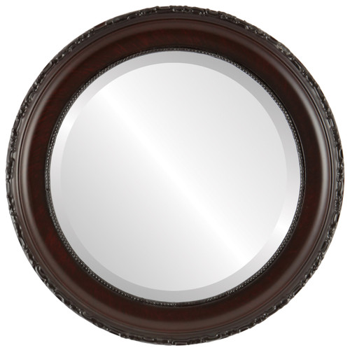 Beveled Mirror - Kensington Round Frame - Vintage Cherry