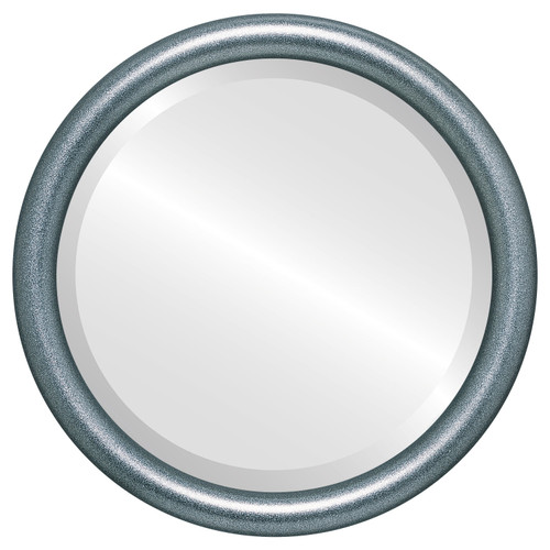 Bevelled Mirror - Pasadena Round Frame - Black Silver