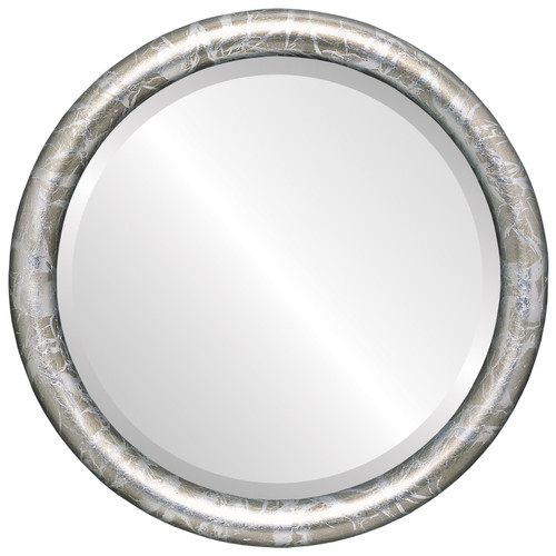 Bevelled Mirror - Pasadena Round Frame - Champagne Silver