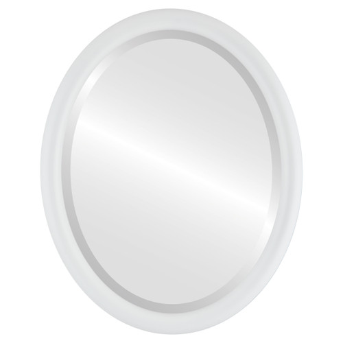 Beveled Mirror - Pasadena Framed Oval Mirror - Linen White