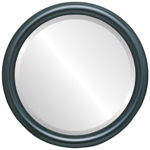 Bevelled Mirror - Pasadena Round Frame - Matte Black