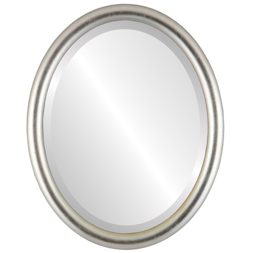Bevelled Mirror - Pasadena Oval Frame - Silver Leaf with Brown Antique