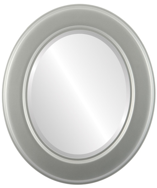 Beveled Mirror - Marquis Oval Frame - Bright Silver