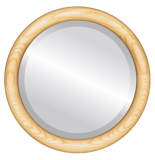 Beveled Mirror - Sydney Round Frame - Honey Oak