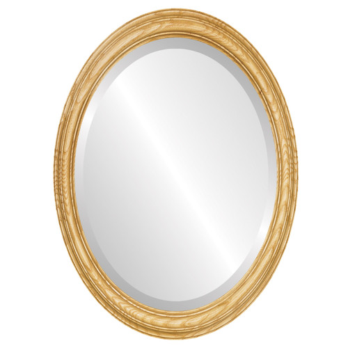 Beveled Mirror - Melbourne Oval Frame - Honey Oak