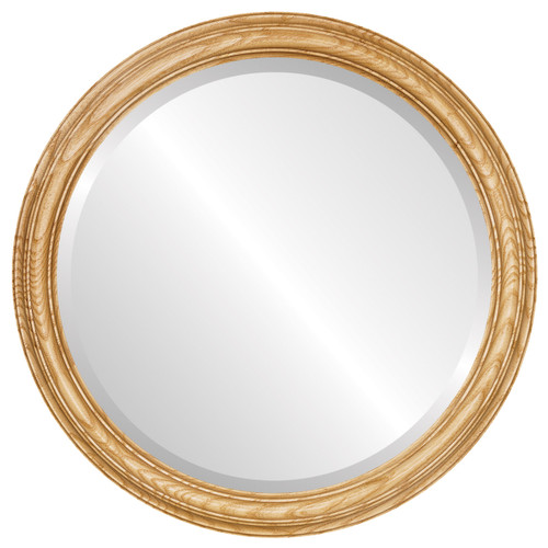Beveled Mirror - Melbourne Round Frame - Honey Oak