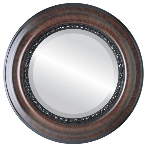 Beveled Mirror - Chicago Round Frame - Vintage Cherry