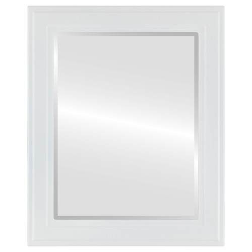 Beveled Mirror - Wright Framed Rectangle Mirror - Linen White