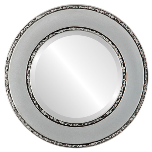 Beveled Mirror - Paris Round Frame - Silver Spray