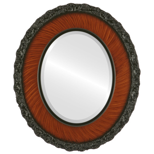 Beveled Mirror - Williamsburg Oval Frame - Vintage Walnut