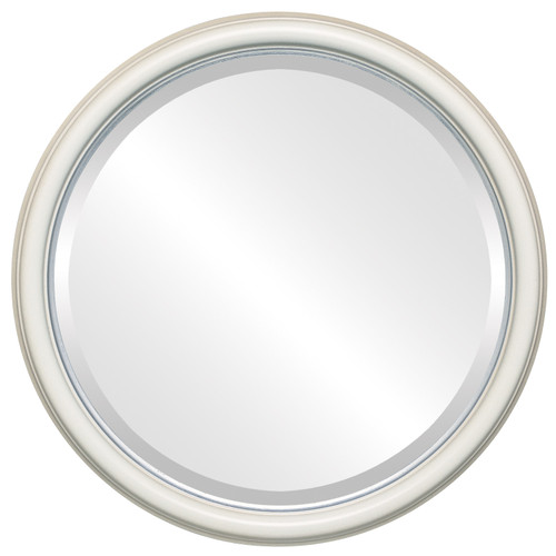 Beveled Mirror - Hamilton Round Frame - Taupe with Silver Lip