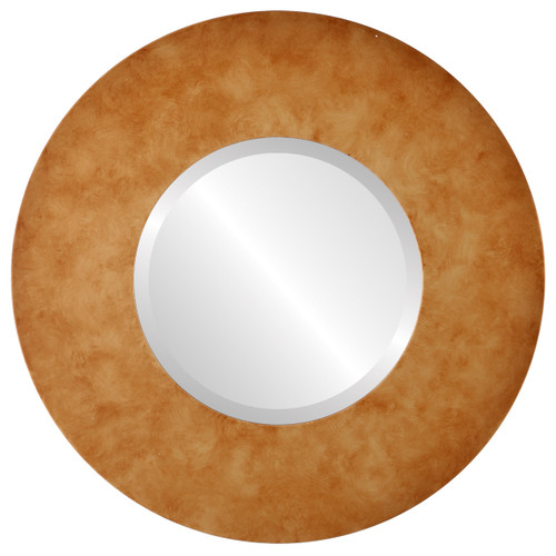 Beveled Mirror - Tribeca Round Frame - Burnished Gold