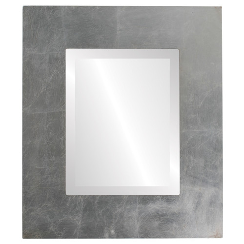 Beveled Mirror - Tribeca Rectangle Frame - Silver Leaf with Brown Antique