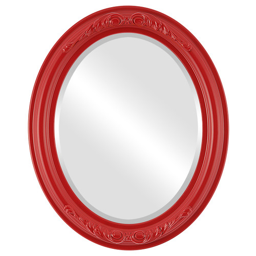 Beveled Mirror - Florence Oval Frame - Holiday Red