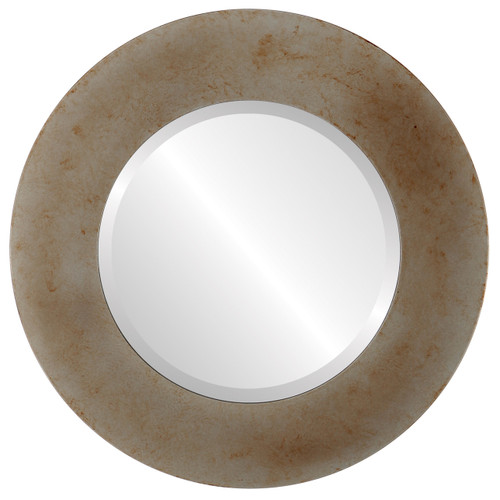 Beveled Mirror - Ashland Round Frame - Burnished Silver