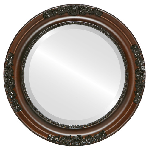 Beveled Mirror - Versailles Round Frame - Walnut