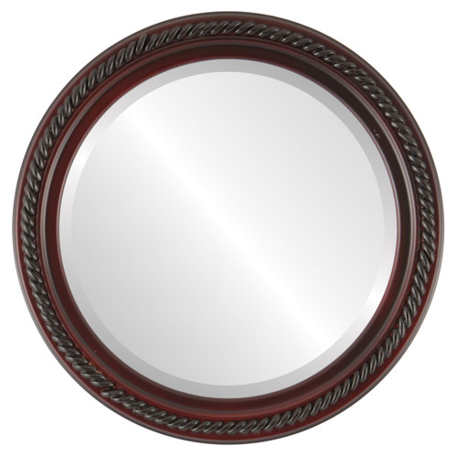 Beveled Mirror - Santa Fe Round Frame - Rosewood