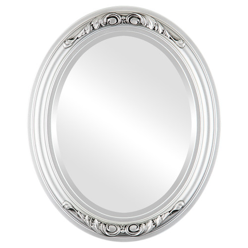 Beveled Mirror - Florence Oval Frame - Silver Spray