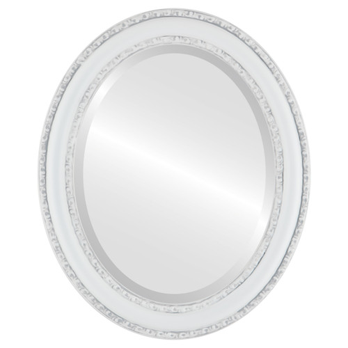 Beveled Mirror - Dorset Framed Oval Mirror - Linen White