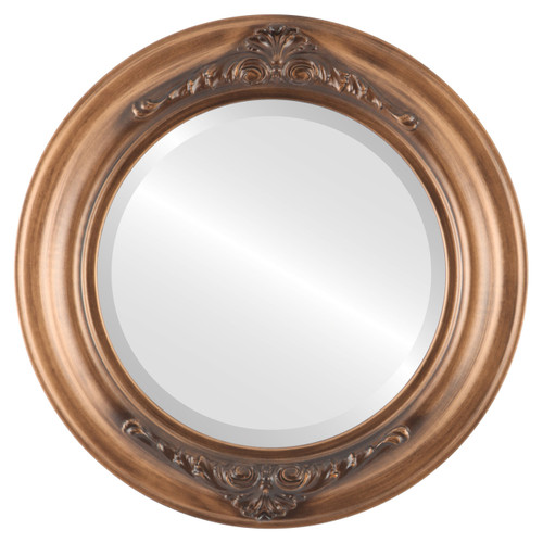 Beveled Mirror - Winchester Round Frame - Sunset Gold