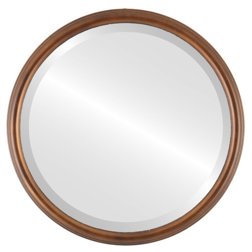 Beveled Mirror - Hamilton Round Frame - Sunset Gold with Silver Lip