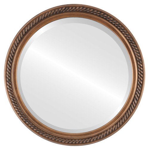 Beveled Mirror Mirror - Santa Fe Circle Frame - Sunset Gold