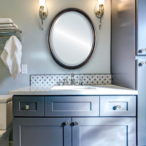 Lifestyle 2 - Pasadena Framed Oval Mirror - Rubbed Bronze Lifestyle 2 - Pasadena Framed Oval Mirror - Rubbed Bronze