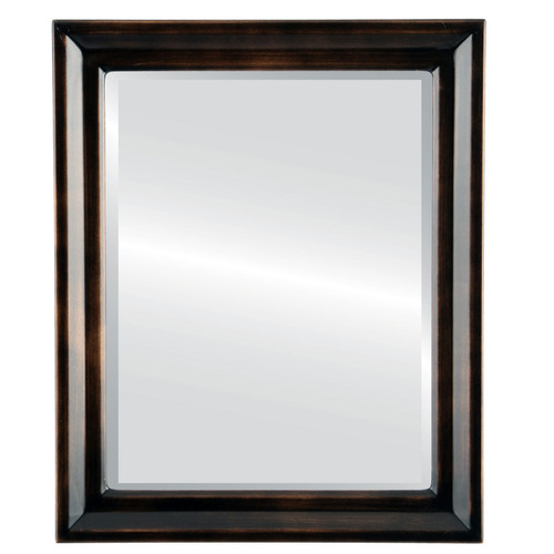 Beveled Mirror - Newport Rectangle Frame - Rubbed Bronze