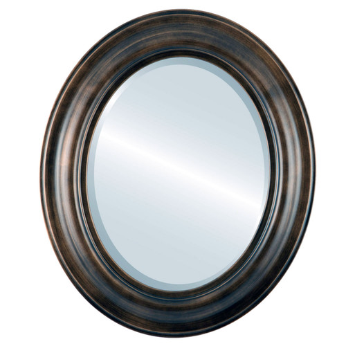 Beveled Mirror - Lancaster Oval Frame - Rubbed Bronze