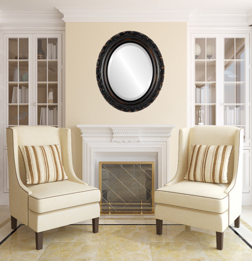 Lifestyle - Venice Framed Oval Mirror - Rubbed Bronze