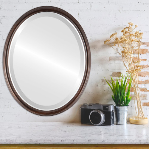 Lifestyle 1 - Hamilton Framed Oval Mirror - Rubbed Bronze with Silver Lip