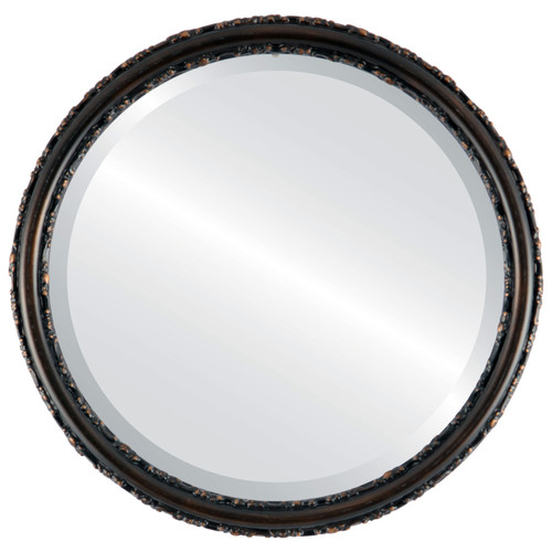 Beveled Mirror - Virginia Round Frame - Rubbed Bronze