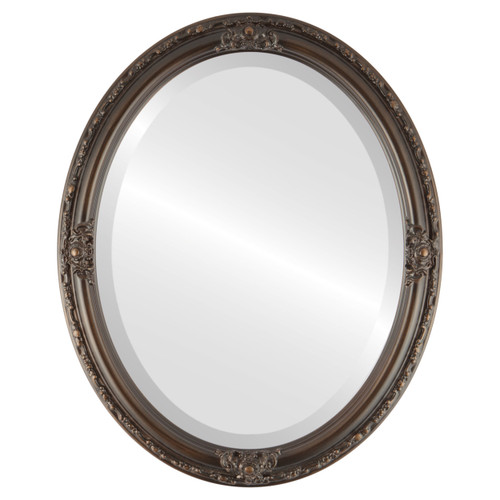 Beveled Mirror - Jefferson Oval Frame - Rubbed Bronze
