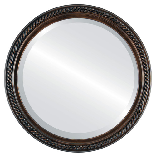 Beveled Mirror - Santa Fe Round Frame - Rubbed Bronze