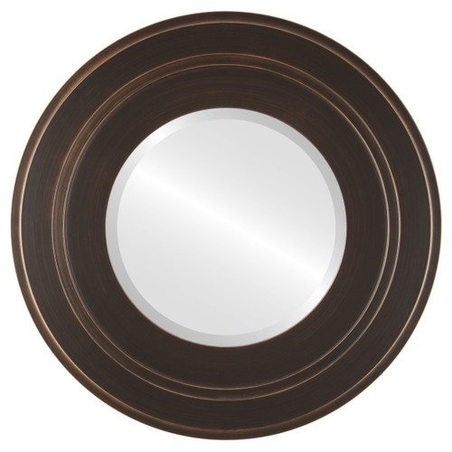 Beveled Mirror - Palomar Round Frame - Rubbed Bronze