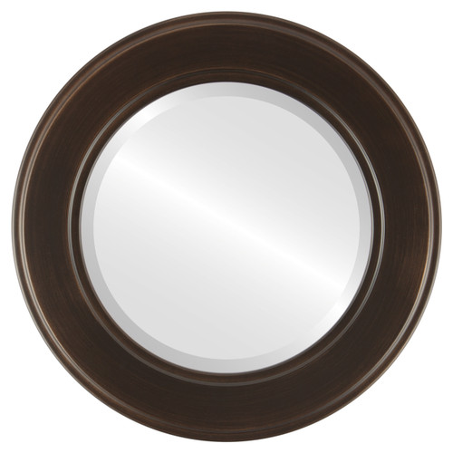 Beveled Mirror - Montreal Round Frame - Rubbed Bronze