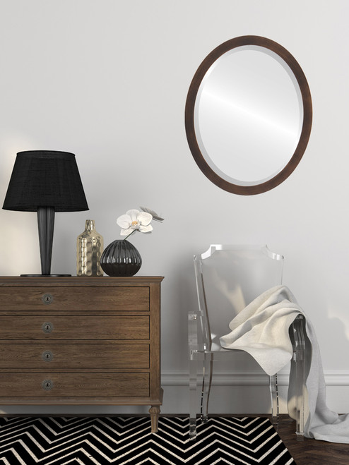 Lifestyle - Manhattan Framed Oval Mirror - Rubbed Bronze