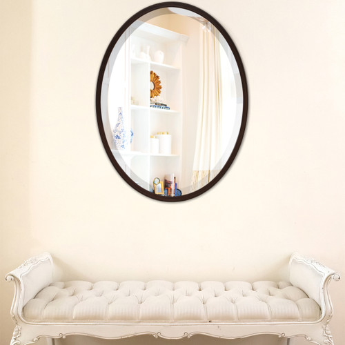 Lifestyle 2 - London Framed Oval Mirror - Black Walnut