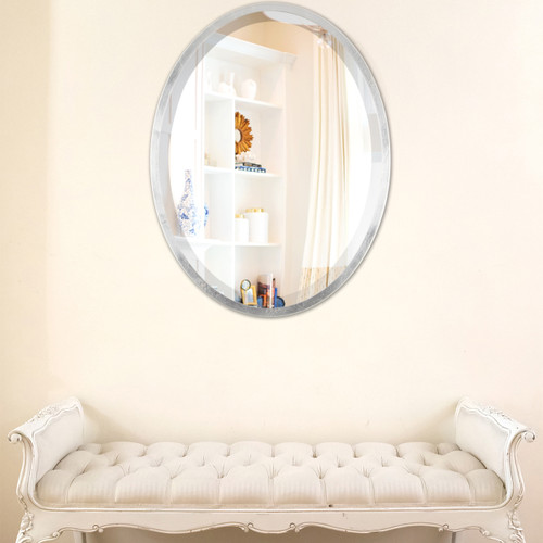 Lifestyle 2 - London Framed Oval Mirror - Silver Brown Leaf Lifestyle 2 - London Framed Oval Mirror - Silver Brown Leaf