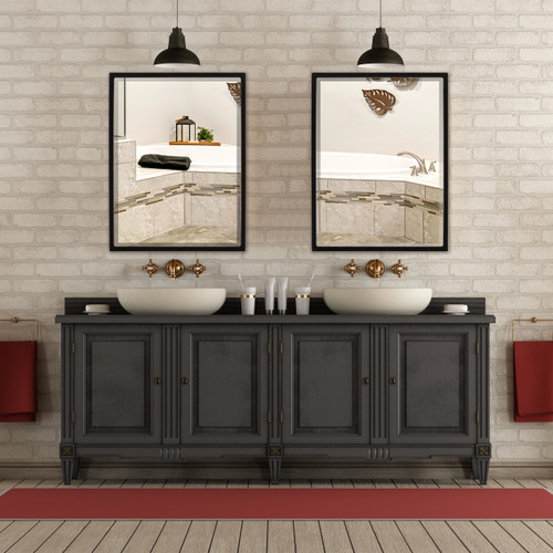 Lifestyle 2 - London Framed Rectangle Mirror - Rubbed Black Lifestyle 2 - London Framed Rectangle Mirror - Rubbed Black
