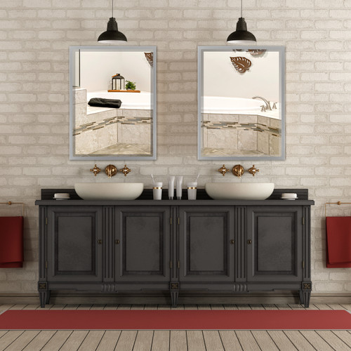 Lifestyle 2 - London Framed Rectangle Mirror - Silver Spray Lifestyle 2 - London Framed Rectangle Mirror - Silver Spray