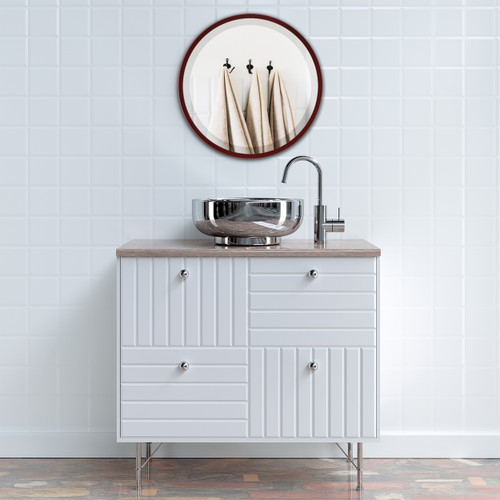 Lifestyle 2 - London Framed Round Mirror - Black Cherry