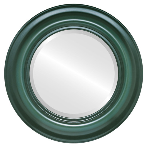 Beveled Mirror - Lancaster Round Frame - Hunter Green