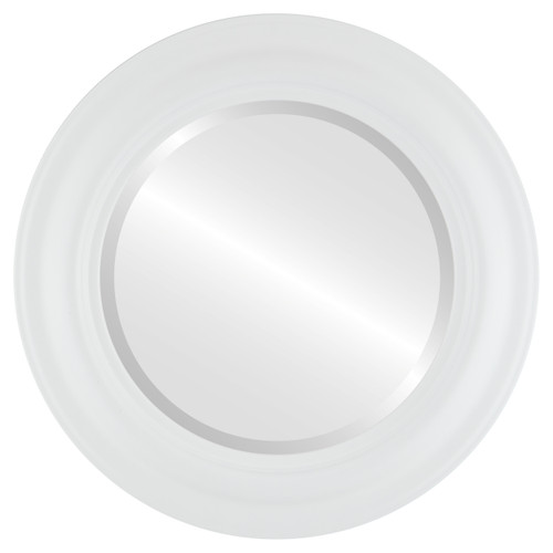 Beveled Mirror - Lancaster Framed Round Mirror - Linen White